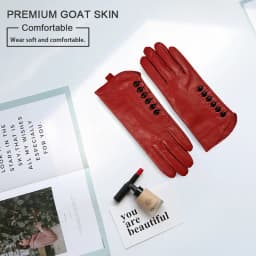 CHING YUN New Women Gloves Genuine Leather Winter Autumn Ladies Fashion Brand High Quality Goat Skin Warm 6 Buckle Gloves Woman
