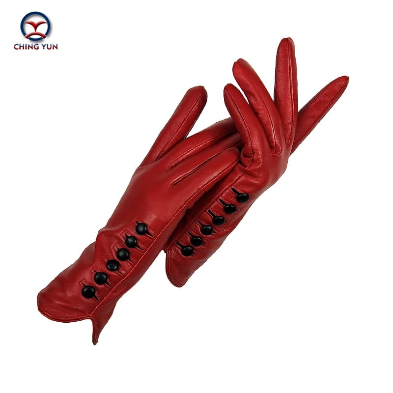 CHING YUN New Women Gloves Genuine Leather Winter Autumn Ladies Fashion Brand High Quality Goat Skin Warm 6 Buckle Gloves Woman