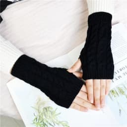 Women Stylish Hand Warmer Winter Gloves Arm Crochet Knitting Faux Wool Mitten Warm Fingerless Glove Twist Pattern Women Gloves