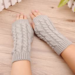 Women Stylish Hand Warmer Winter Gloves Arm Crochet Knitting Faux Wool Mitten Warm Fingerless Glove Twist Pattern Women Gloves