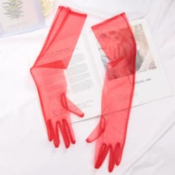 Fashion Long Sheer Tulle Gloves Ultra Thin Stretchy Full Finger Mittens Mesh Elbow Wedding Bride Gloves Drive Sunscreen Mittens