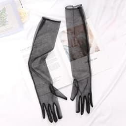 Fashion Long Sheer Tulle Gloves Ultra Thin Stretchy Full Finger Mittens Mesh Elbow Wedding Bride Gloves Drive Sunscreen Mittens