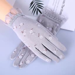 2024 New Fashion Flowers Women's Summer Driving Gloves Non-slip Block UV Touch Screen Gloves Breathable Cotton Gloves for Women