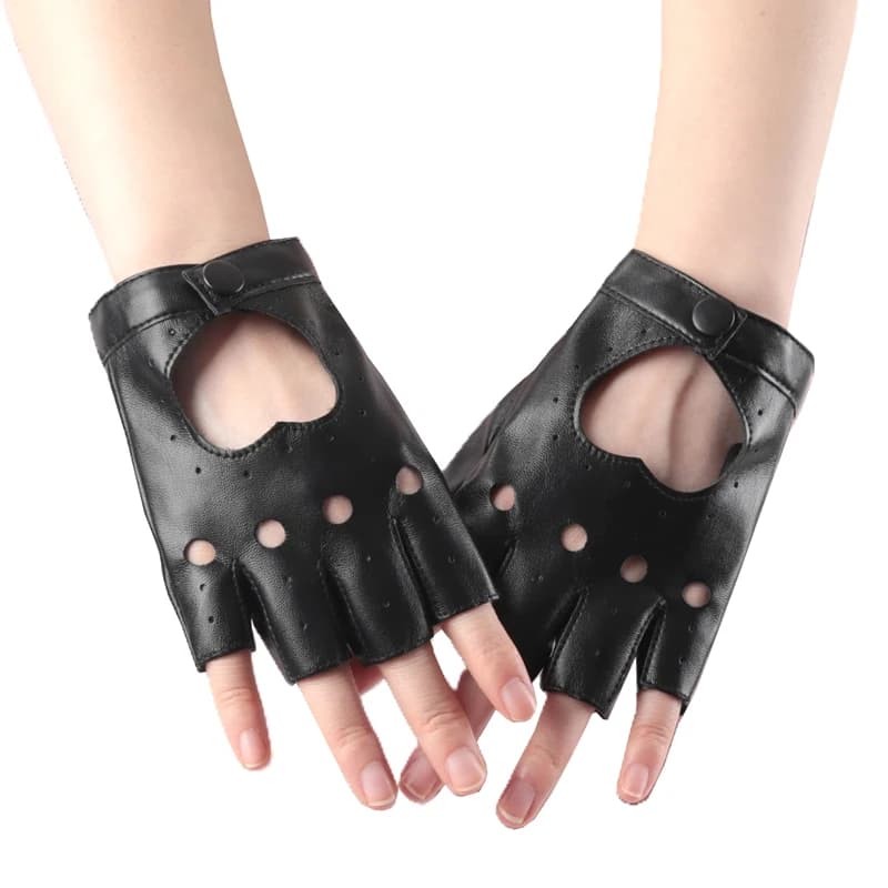 Unisex Punk Style Gloves Synthetic Leather Fingerless Gloves for Riding Driving Motorcycle Half Finger for Men Women Mittens