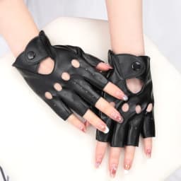 Unisex Punk Style Gloves Synthetic Leather Fingerless Gloves for Riding Driving Motorcycle Half Finger for Men Women Mittens