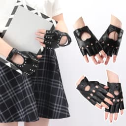 Unisex Punk Style Gloves Synthetic Leather Fingerless Gloves for Riding Driving Motorcycle Half Finger for Men Women Mittens