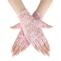 Women Sexy Lace Flowers Breathable Half Finger Gloves Thin Mesh Transparent Stage Performance Retro Style Fashionable Personalit
