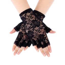 Women Sexy Lace Flowers Breathable Half Finger Gloves Thin Mesh Transparent Stage Performance Retro Style Fashionable Personalit