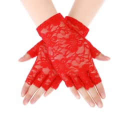 Women Sexy Lace Flowers Breathable Half Finger Gloves Thin Mesh Transparent Stage Performance Retro Style Fashionable Personalit