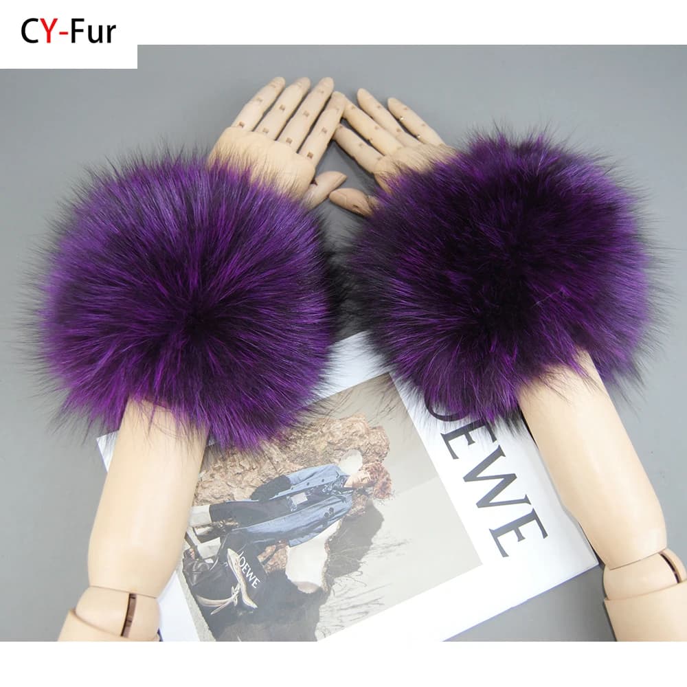 2026 New Style Fox Fur Cuff Arm Warmer Lady Bracelet Real Fur Wristband Glove High Quality Fox fur Cuffs Hot Sale Wrist Warmer