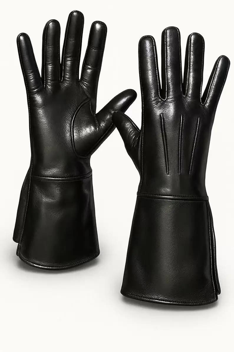 Goatskin gloves men's thin single leather driving autumn and winter plush warm cycling motorcycle touch screen leather gloves me