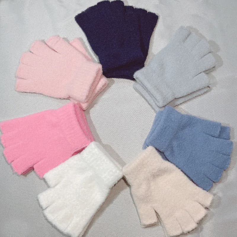Comfortable Soft And Warm Woolen Gloves For Autumn And Winter Outdoor Cold Proof And Warm Woolen Knitted Half Finger Gloves