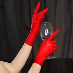 Sexy Women Smooth Oil Glossy Short Gloves Sheer Transparent Mittens High Stretch Tight Stocking Gloves Underwear Accessories