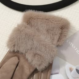 New Leather Fashionable Soft Gloves for Women Artificial Fur Cuffs Winter Warm Touch Screen Gloves Elegant Waterproof Gloves