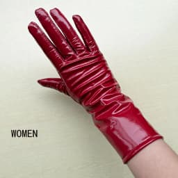 Long Gloves For Women Spring Winter Male Patent Leather Fashion Catwalk Motorcycle Riding Luvas Brilliant Warm Arm Warmer Gants