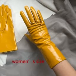 Long Gloves For Women Spring Winter Male Patent Leather Fashion Catwalk Motorcycle Riding Luvas Brilliant Warm Arm Warmer Gants