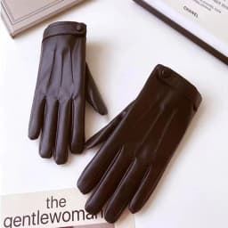 Fashion Women's Full Finger Plus Velvet Bow Leather Gloves Winter Outdoor Cycling Thick Warm Touch Screen Driving Mittens S185