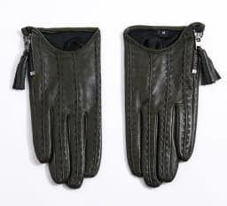 Women'a natural sheepskin leather tassel zipper driving glove lady's fashion genuine leather motorcycle glove R3372