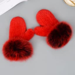 Luxury Women Natural Mink Fur Mittens Fox Fur Trimming Real Mink Fur Gloves Ladies Fur Elastic Hand Made Drop Shipping