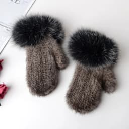 Luxury Women Natural Mink Fur Mittens Fox Fur Trimming Real Mink Fur Gloves Ladies Fur Elastic Hand Made Drop Shipping