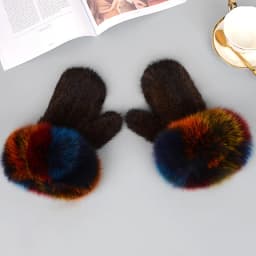 Luxury Women Natural Mink Fur Mittens Fox Fur Trimming Real Mink Fur Gloves Ladies Fur Elastic Hand Made Drop Shipping