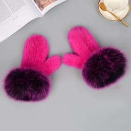 Luxury Women Natural Mink Fur Mittens Fox Fur Trimming Real Mink Fur Gloves Ladies Fur Elastic Hand Made Drop Shipping