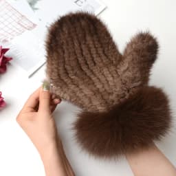 Luxury Women Natural Mink Fur Mittens Fox Fur Trimming Real Mink Fur Gloves Ladies Fur Elastic Hand Made Drop Shipping