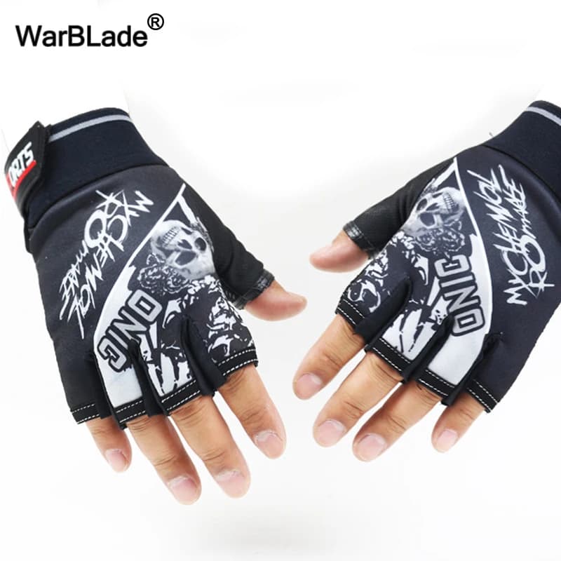 Men's Half Finger Gloves Wolf Pattern Sports Tactical Gloves Slip-resistant Antiskid Cycling Bike Gym Fitness Semi-finger Gloves