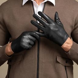 2025 Autumn Men style Business Sheepskin Leather Gloves Winter Full Finger Touch Screen Black Gloves Riding Motorcycle Gloves