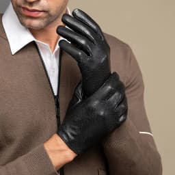 2025 Autumn Men style Business Sheepskin Leather Gloves Winter Full Finger Touch Screen Black Gloves Riding Motorcycle Gloves