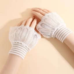 1Pair Detachable Lace Sleeve Cuffs Ruffles Elbow Fake Sleeve Sun Protection Gloves Spring Autumn Arm Cover Sweater Decorative