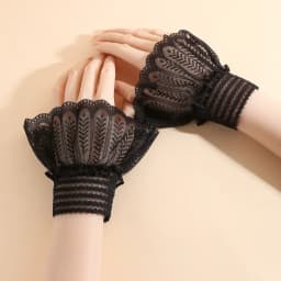 1Pair Detachable Lace Sleeve Cuffs Ruffles Elbow Fake Sleeve Sun Protection Gloves Spring Autumn Arm Cover Sweater Decorative