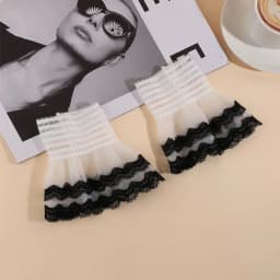1Pair Detachable Lace Sleeve Cuffs Ruffles Elbow Fake Sleeve Sun Protection Gloves Spring Autumn Arm Cover Sweater Decorative