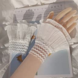 1Pair Detachable Lace Sleeve Cuffs Ruffles Elbow Fake Sleeve Sun Protection Gloves Spring Autumn Arm Cover Sweater Decorative
