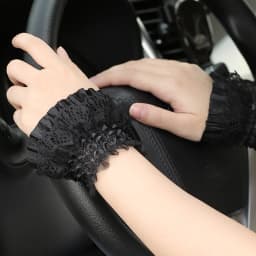 Lolita Hand Sleeve Wrist Ornament Cuffs Ruffled Floral Black Lace Elastic Elegant Women Girls Wrist Short White Faerie Gloves
