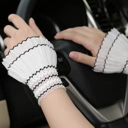 Lolita Hand Sleeve Wrist Ornament Cuffs Ruffled Floral Black Lace Elastic Elegant Women Girls Wrist Short White Faerie Gloves