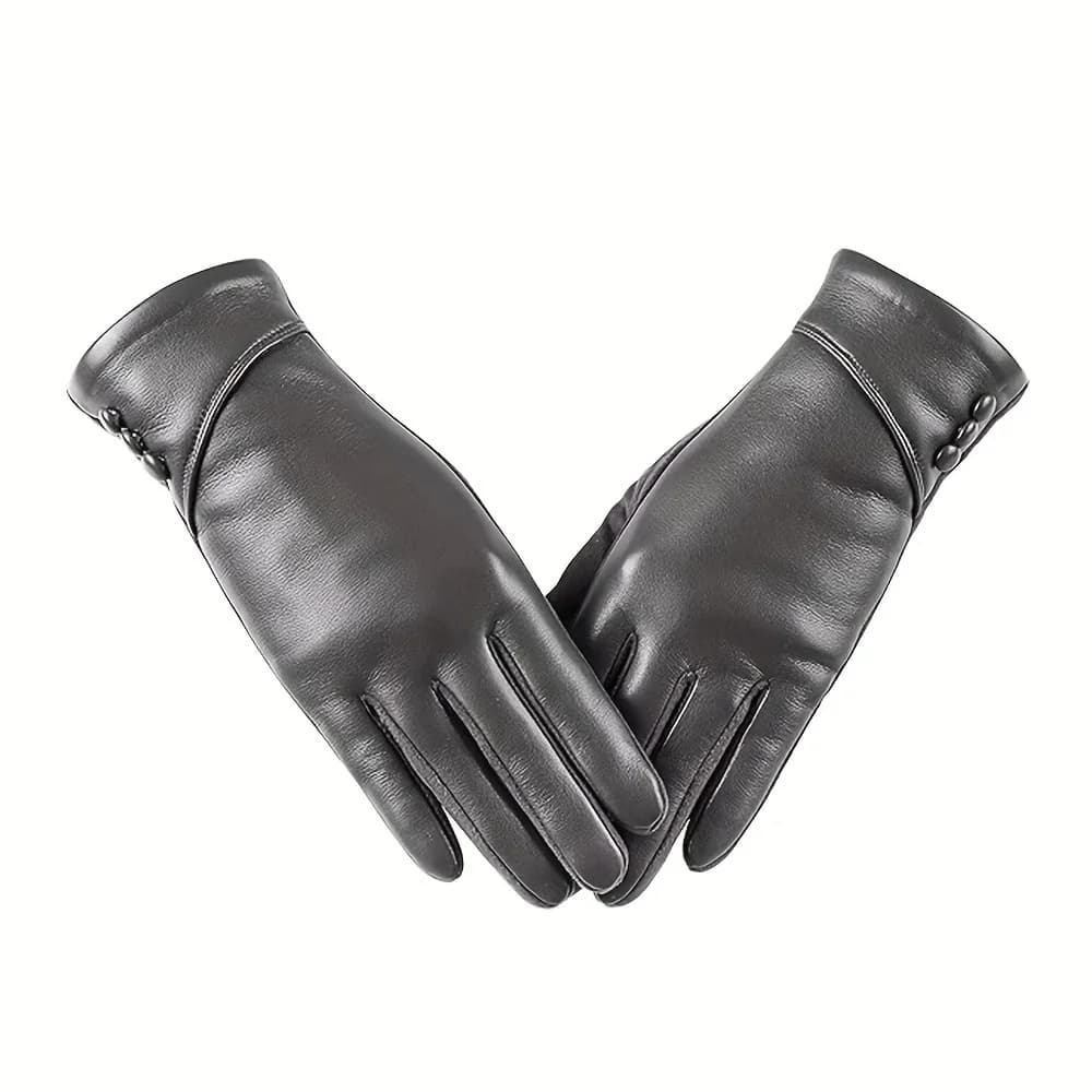 Women Leather Touchscreen Gloves With Soft Fleece Lining-Perfect For Stylish Warmth On Casual Weekends