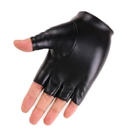 Man Street Dance Fashion Rivet Stage Performance Sexy Half Finger Leather Gloves Nightclub Punk Hip Hop Male Hollow Personality