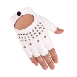 Man Street Dance Fashion Rivet Stage Performance Sexy Half Finger Leather Gloves Nightclub Punk Hip Hop Male Hollow Personality