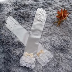 Women Satin Bow Sexy Lace Soft Embroidery Etiquette Fingerless Gloves Hook Finger Retro Style Evening Dress Accessories