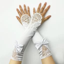 Women Satin Bow Sexy Lace Soft Embroidery Etiquette Fingerless Gloves Hook Finger Retro Style Evening Dress Accessories