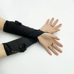 Women Satin Bow Sexy Lace Soft Embroidery Etiquette Fingerless Gloves Hook Finger Retro Style Evening Dress Accessories