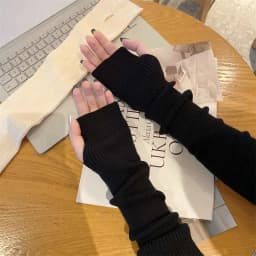Y2K Fingerless Mittens Women Knitted Gloves Cosplay Anime Gloves Winter Arm Warmers Punk Gothic Harajuku Knit Mitten Arm Sleeves