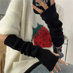 Y2K Fingerless Mittens Women Knitted Gloves Cosplay Anime Gloves Winter Arm Warmers Punk Gothic Harajuku Knit Mitten Arm Sleeves