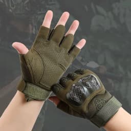 Men's Half Finger Tactical Gloves Hard Shell Protective Combat Hunting Anti-skid Wear-resistant Fingerless Outdoor Activities