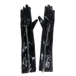 50cm Women Black Patent Leather Long Zipper Gloves Fashion Shiny Stage Performance Opera Sexy Party Cosplay Clubwear