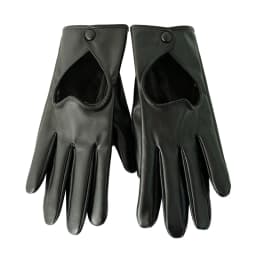 Women's Hollow Peach Heart PU Leather Gloves Winter Plus Velvet Thicken Riding Warm Full Finger Touch Screen Driving Mittens S27