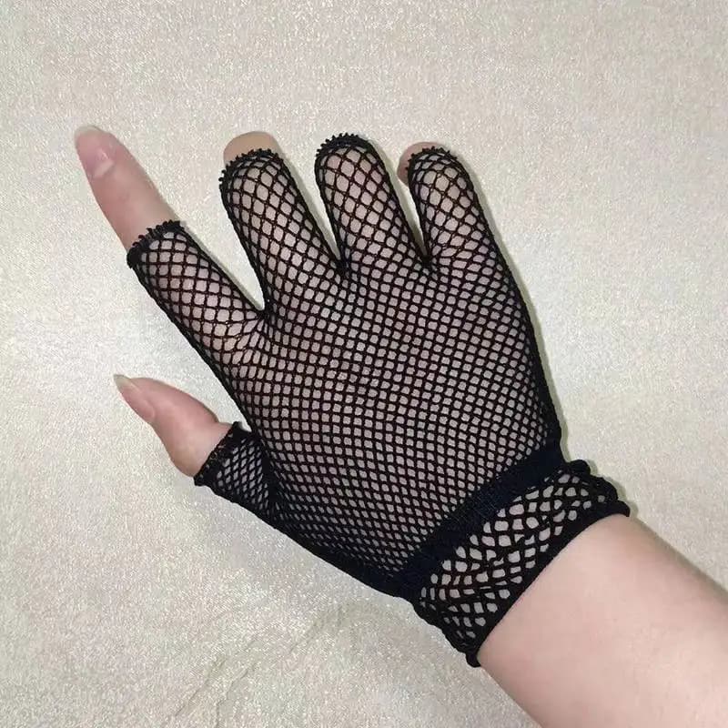 1 Pair Unisex Short Fishnet Gloves Fashion Girl Fingerless Mesh Glove Punk Rock Fancy Night Club Party Sexy Women Black Gloves