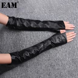 [EAM] Women Black Long Elegant Gloves New Pu Leather Personality   Fashion Tide All-match Spring Autumn 2026 1DH1981