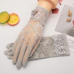 Lady Anti-Slip Breathable Sunscreen Gloves Women Summer Ice Silk Lace Anti-UV Elegant Thin Electric Car Driving Mittens